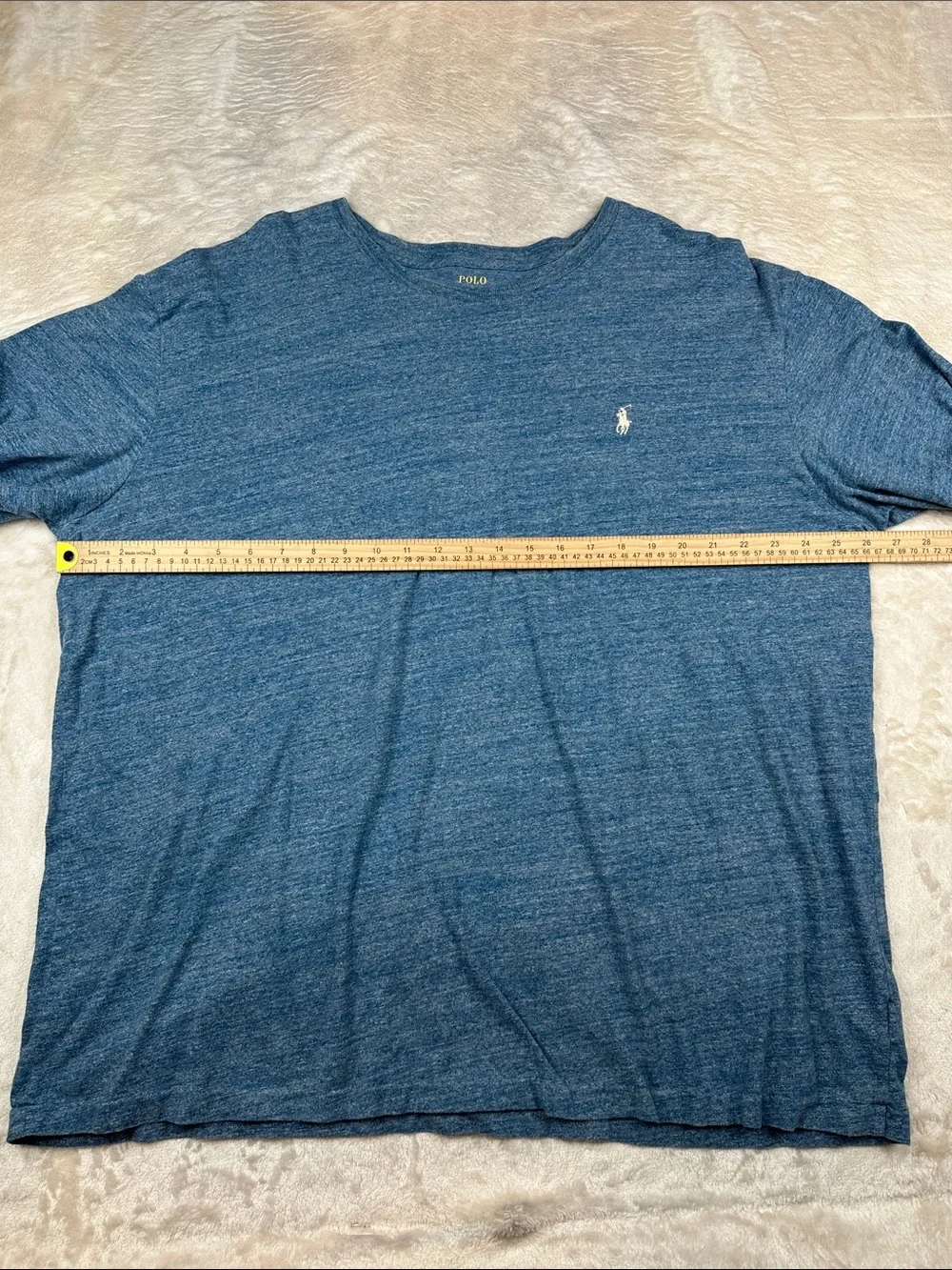 Polo Ralph Lauren Long Sleeve T Shirt Mens XXL Blue Heather Pony Logo Crew Neck